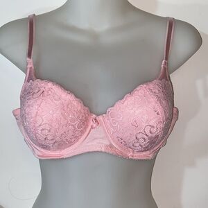 Bestfom Pink Lace Demi-Cup Bra with Underwire Support Size 36B